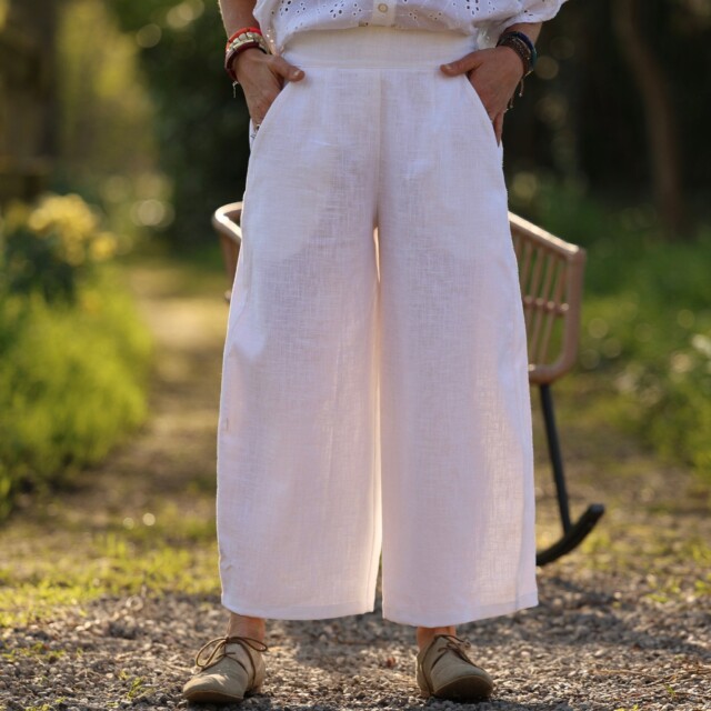 Pantalon Briac – lin lavé blanc par la marque Quintessence Quintessence - Pantalon Briac – lin lavé blanc