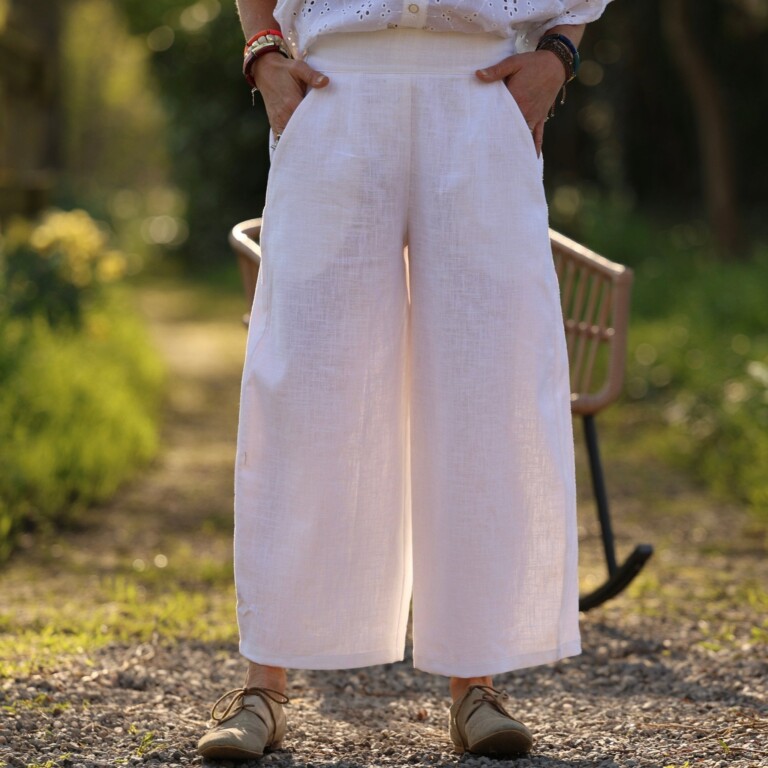 pantalon briac lin lave blanc 8101903 Quintessence - Pantalon Briac - lin lavé blanc – XXL