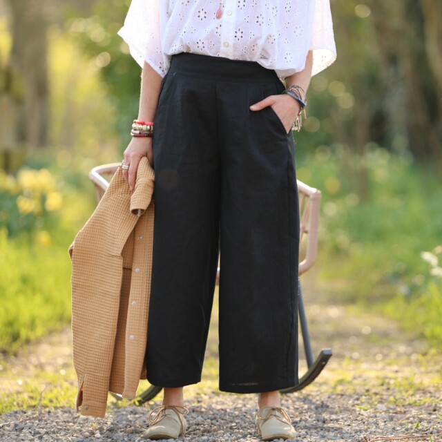 Quintessence - Pantalon Briac - lin noir – S