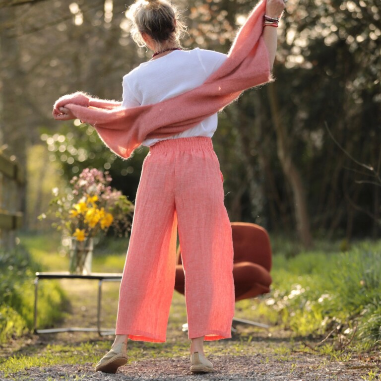 Quintessence - Pantalon Briac - lin orange vif chiné – XL