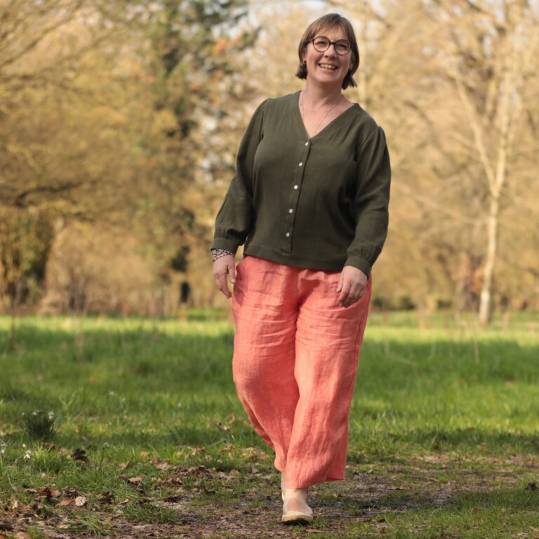 Quintessence - Pantalon Briac - lin orange vif chiné – XL