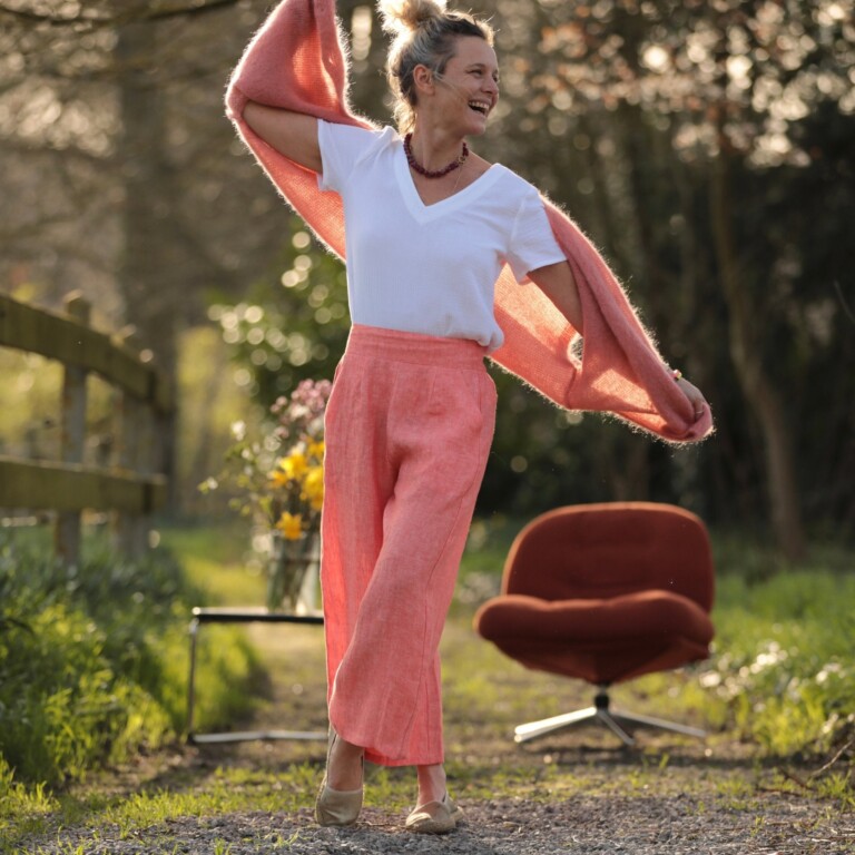 Quintessence - Pantalon Briac - lin orange vif chiné – XL