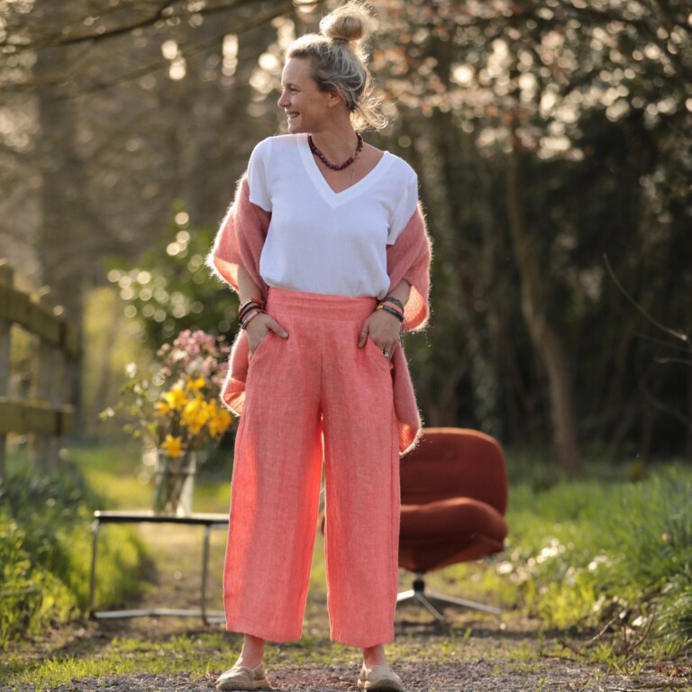 Quintessence - Pantalon Briac - lin orange vif chiné – XL