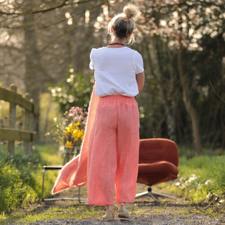 Quintessence - Pantalon Briac - lin orange vif chiné – XL