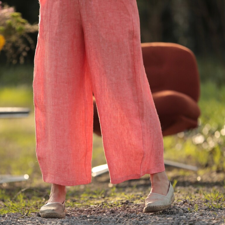 Quintessence - Pantalon Briac - lin orange vif chiné – XL