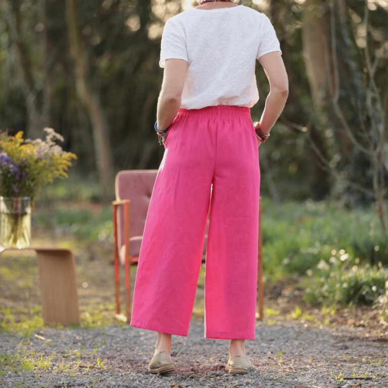 Quintessence - Pantalon Briac - lin rose fushia – L
