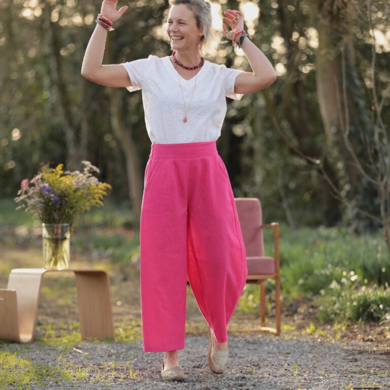 pantalon briac lin rose fushia 2445683 Quintessence - Pantalon Briac - lin rose fushia – L