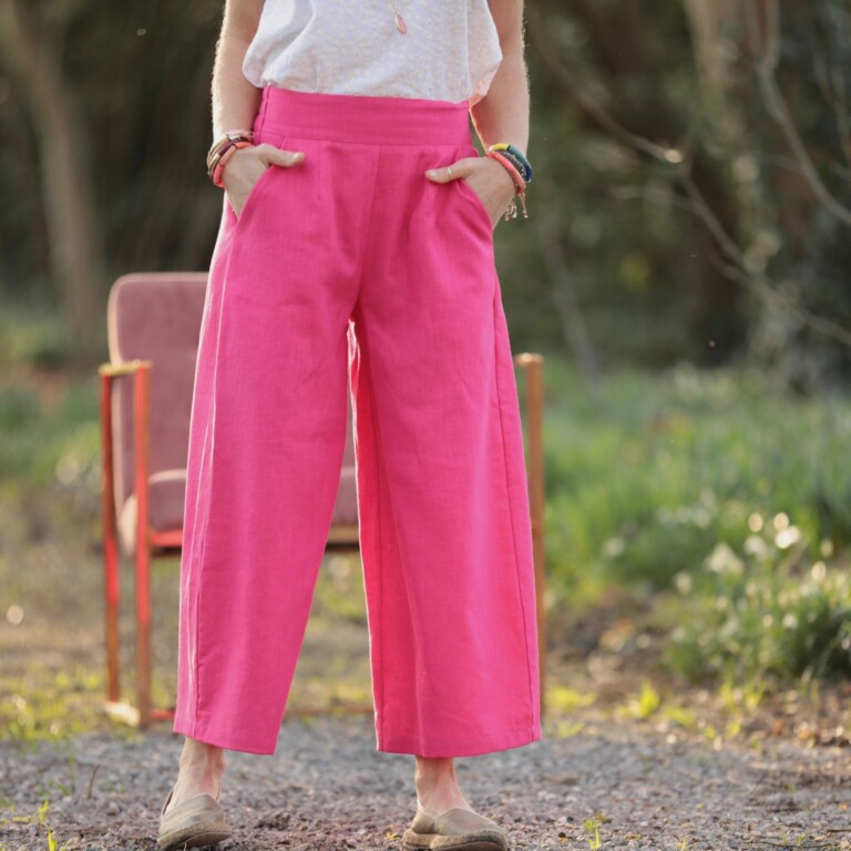 Quintessence - Pantalon Briac - lin rose fushia – L