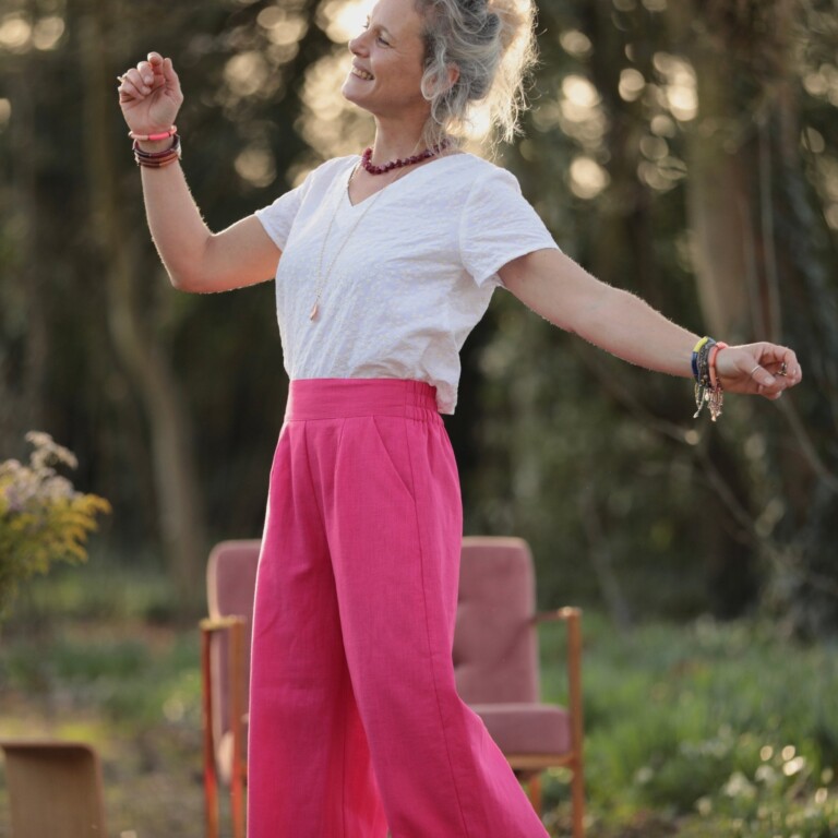 Quintessence - Pantalon Briac - lin rose fushia – L