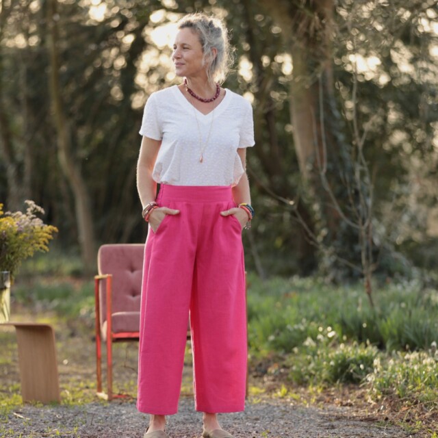 Quintessence - Pantalon Briac - lin rose fushia – XL