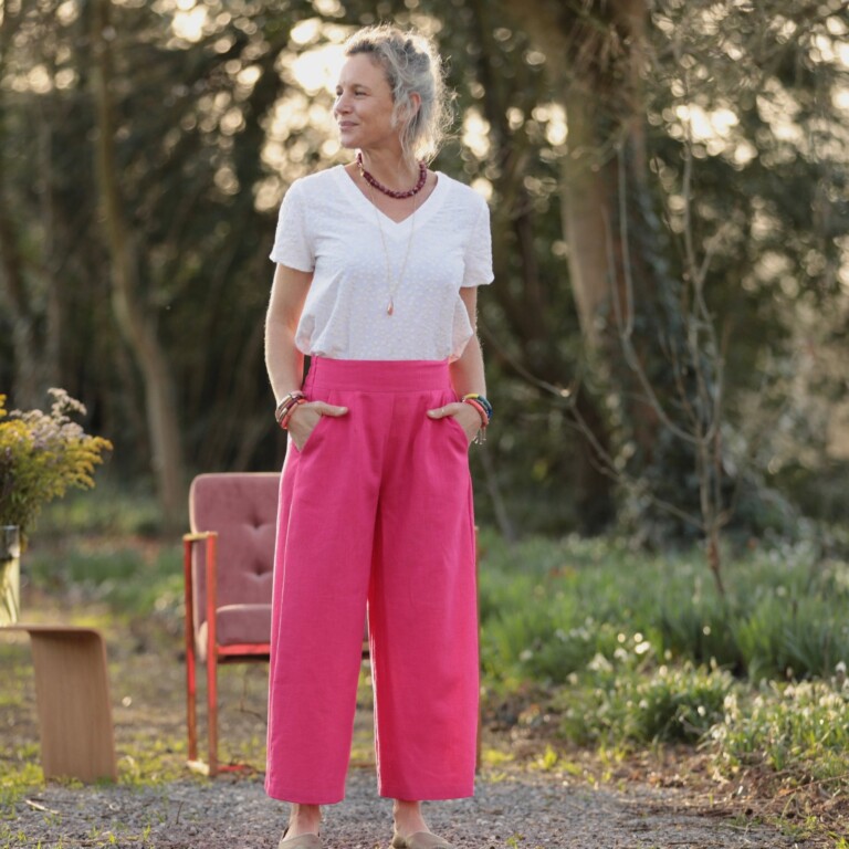 Quintessence - Pantalon Briac - lin rose fushia – L