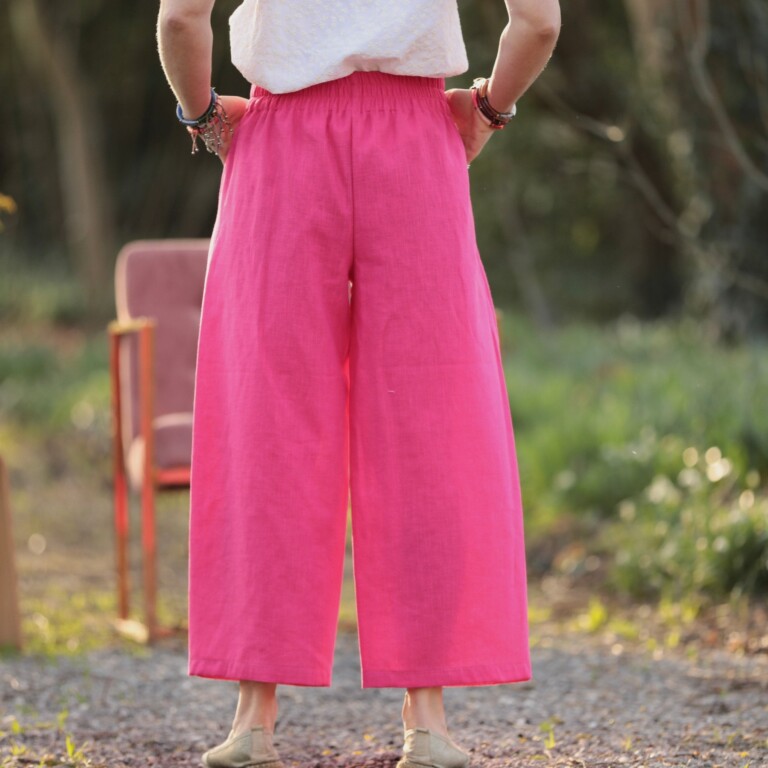 Quintessence - Pantalon Briac - lin rose fushia – L