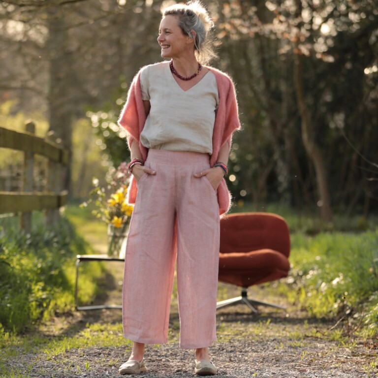Quintessence - Pantalon Briac - lin rose poudré chiné – XXL