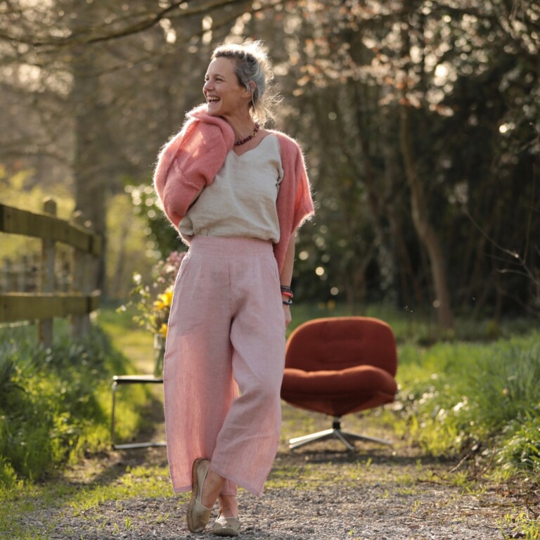 Quintessence - Pantalon Briac - lin rose poudré chiné – XXL