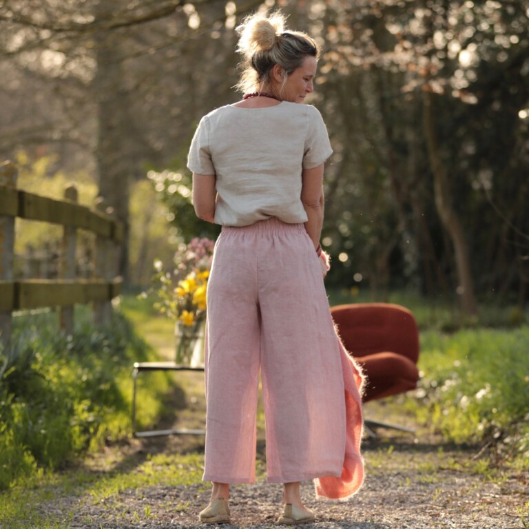 Quintessence - Pantalon Briac - lin rose poudré chiné – XXL