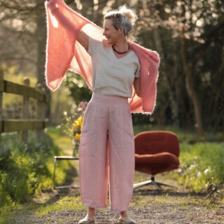 Quintessence - Pantalon Briac – lin rose poudré chiné