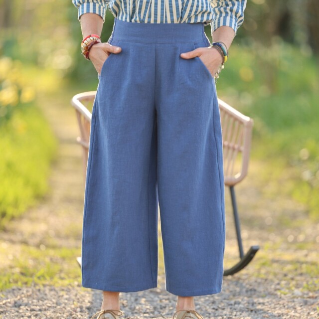 Quintessence - Pantalon Briac - lin stone wash bleu indigo – L
