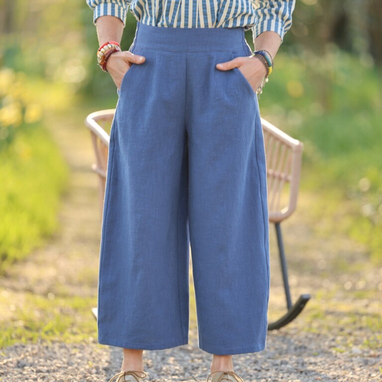 Quintessence - Pantalon Briac - lin stone wash bleu indigo – L