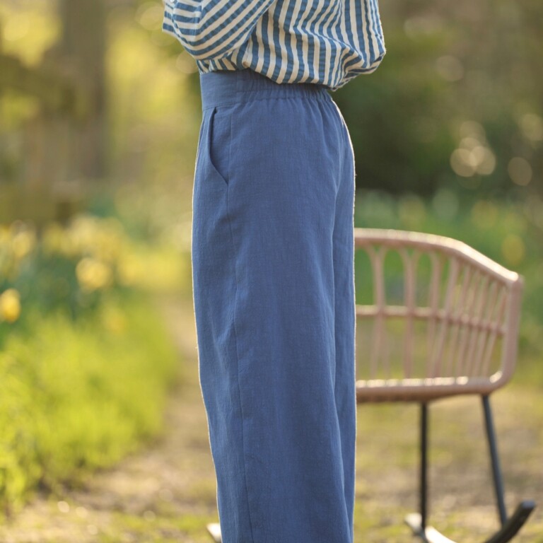 Quintessence - Pantalon Briac - lin stone wash bleu indigo – L