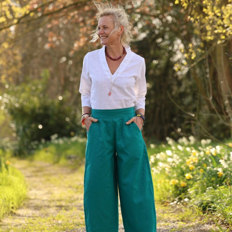 Quintessence - Pantalon Briac - Lin turquoise – L