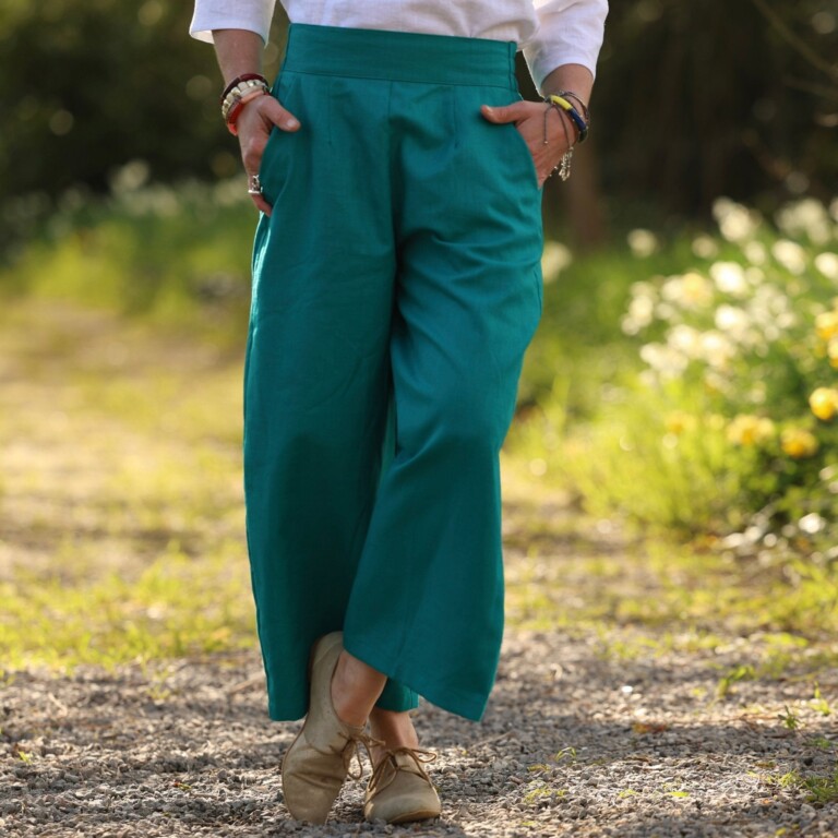 pantalon briac lin turquoise 5860727 Quintessence - Pantalon Briac - Lin turquoise – L