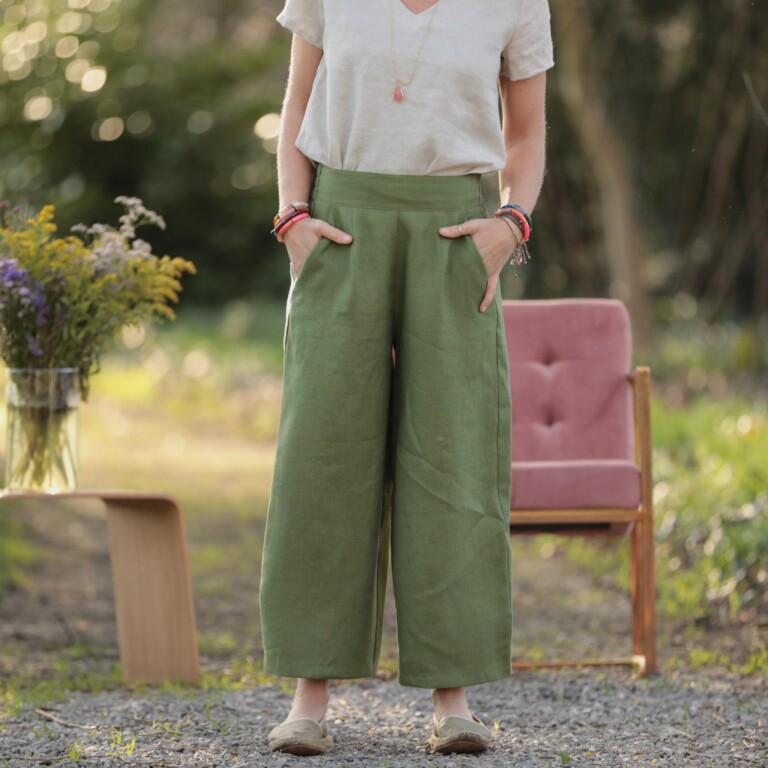 pantalon briac lin vert pomme 3373554 Quintessence - Pantalon Briac - lin vert pomme – XXL