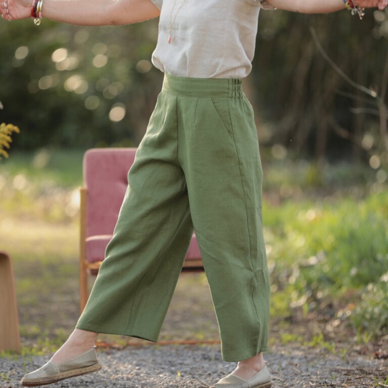 Quintessence - Pantalon Briac - lin vert pomme – XXL