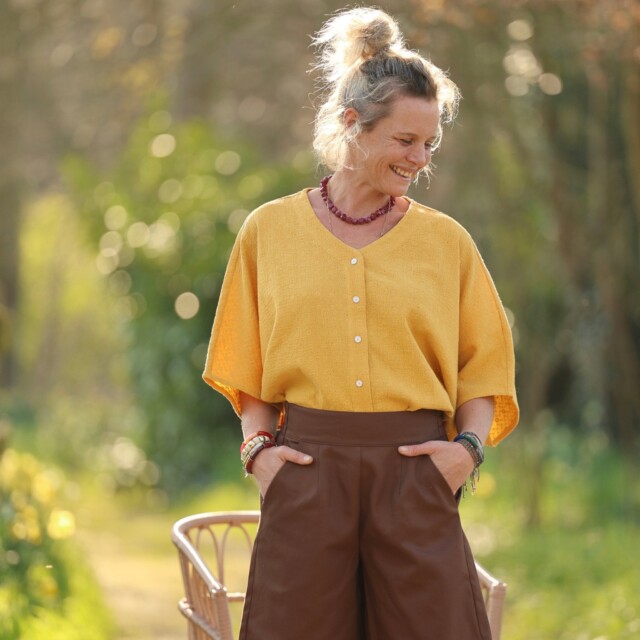 Quintessence - Pantalon Briac - sergé de coton chocolat – S