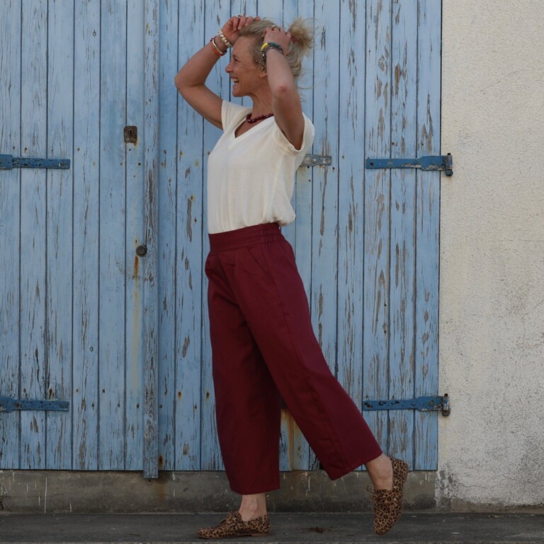 Quintessence - Pantalon Briac - Sergé de coton grenat – XXL