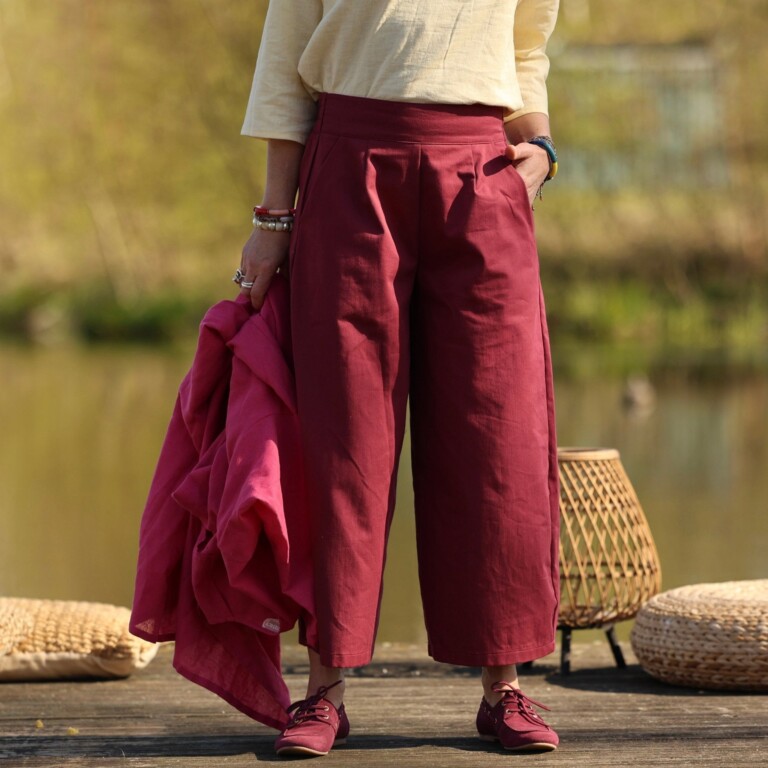 Quintessence - Pantalon Briac - Sergé de coton grenat – XXL