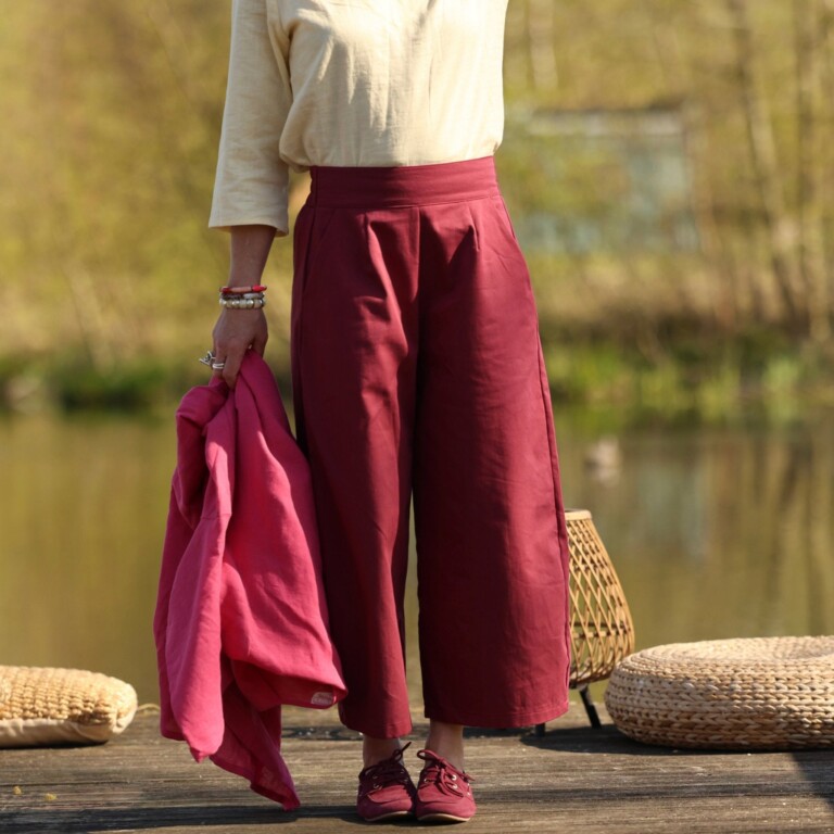 pantalon briac serge de coton grenat 3983584 Quintessence - Pantalon Briac - Sergé de coton grenat – XXL