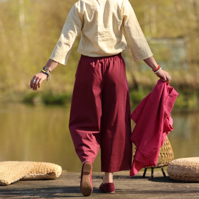 Quintessence - Pantalon Briac - Sergé de coton grenat – XXL