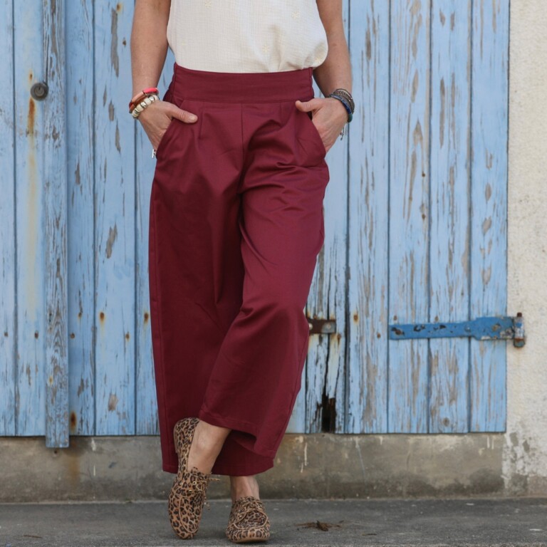 Quintessence - Pantalon Briac - Sergé de coton grenat – XXL