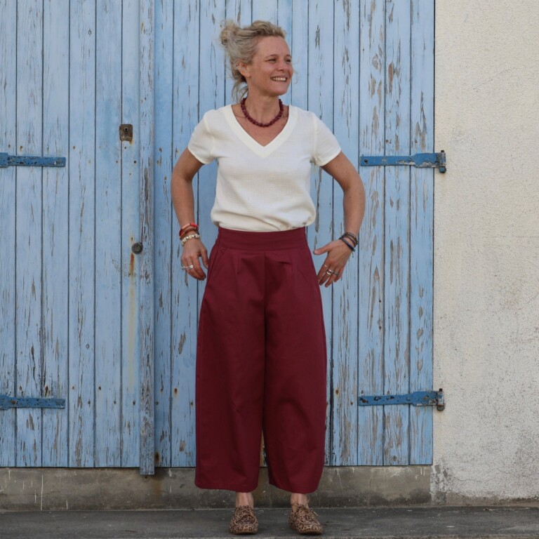 Quintessence - Pantalon Briac - Sergé de coton grenat – XXL