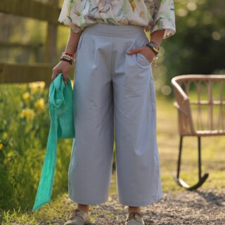 Quintessence - Pantalon Briac  sergé de coton gris nuage