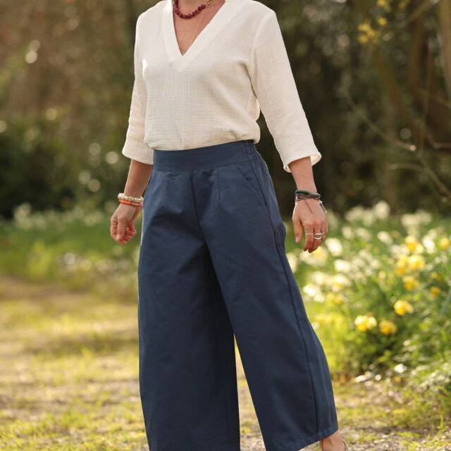 Quintessence - Pantalon Briac - Sergé de coton indigo – XXL