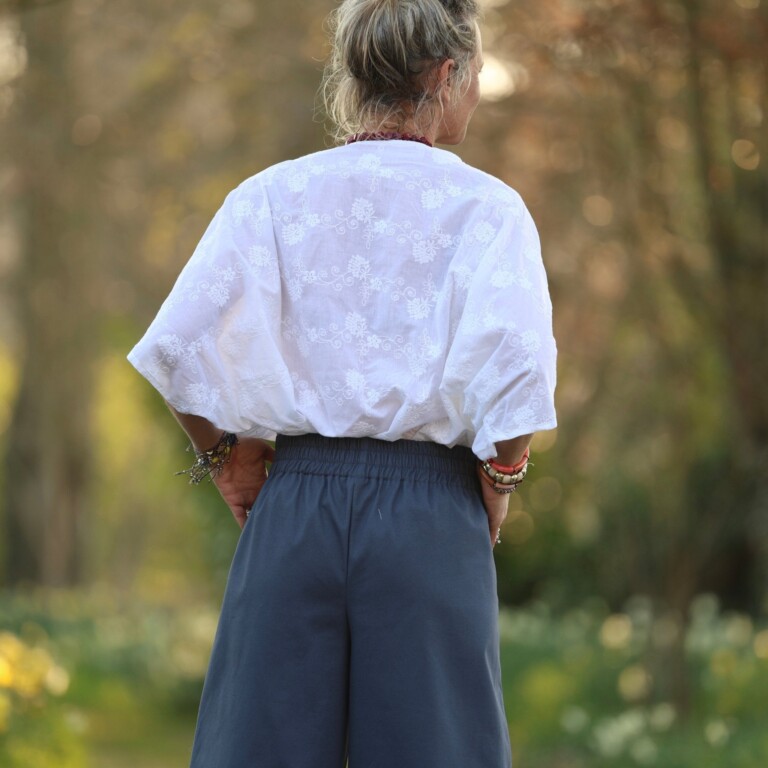Quintessence - Pantalon Briac - toile de coton bleu ardoise – M