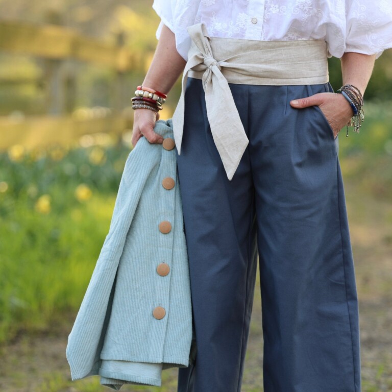 Quintessence - Pantalon Briac - toile de coton bleu ardoise – M