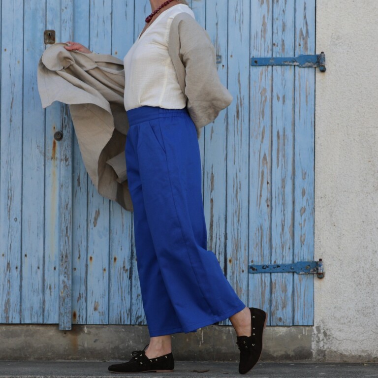 pantalon briac toile de coton bleu majorelle 6059770 Quintessence - Pantalon Briac - Toile de coton Bleu Majorelle – XXL