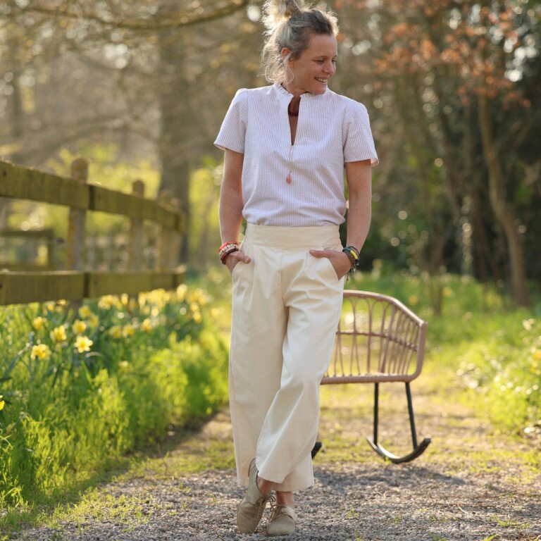Quintessence - Pantalon Briac - toile de coton écru – S
