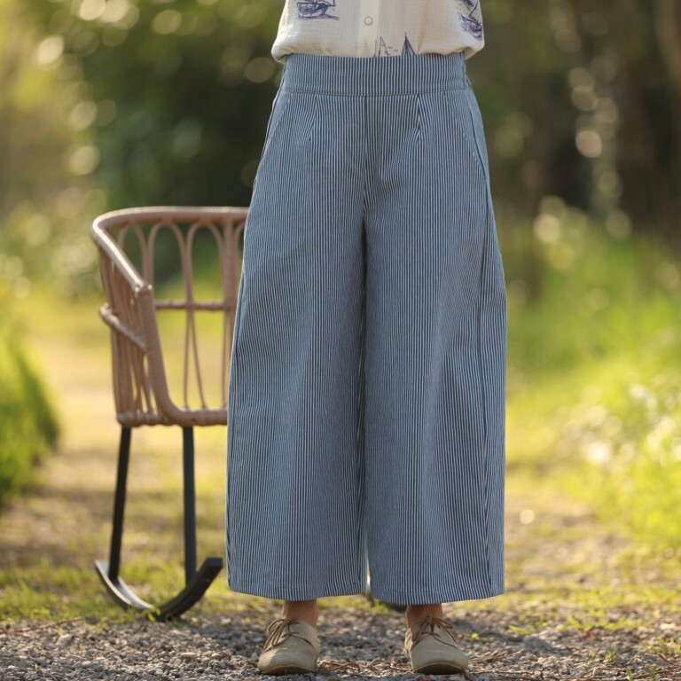 Quintessence - Pantalon Briac - toile de coton rayé bleu/blanc – XXL