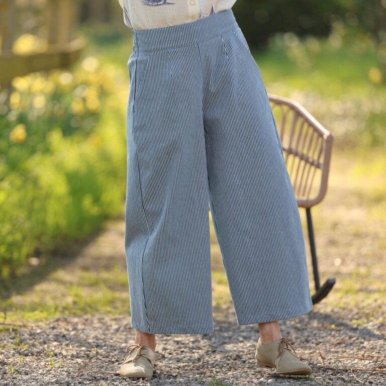 Quintessence - Pantalon Briac - toile de coton rayé bleu/blanc – XXL