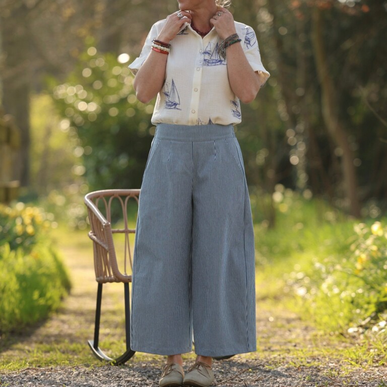 Quintessence - Pantalon Briac - toile de coton rayé bleu/blanc – XXL
