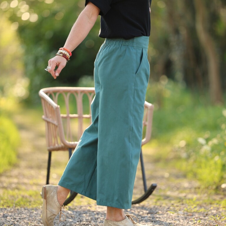 Quintessence - Pantalon Briac - toile de coton vert frais – XXL