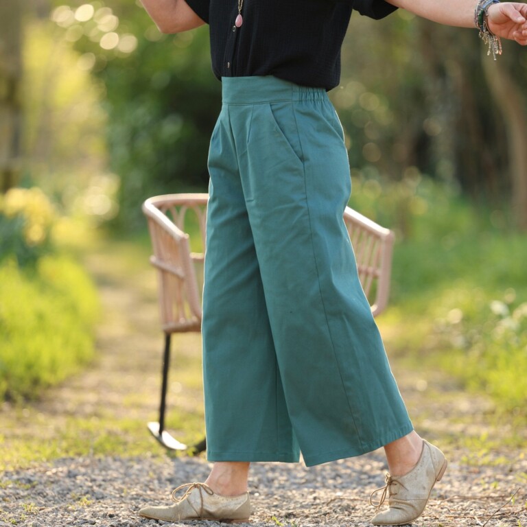 Quintessence - Pantalon Briac - toile de coton vert frais – XXL