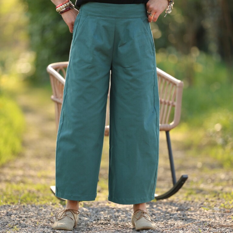 pantalon briac toile de coton vert frais 9662943 Quintessence - Pantalon Briac - toile de coton vert frais – XXL