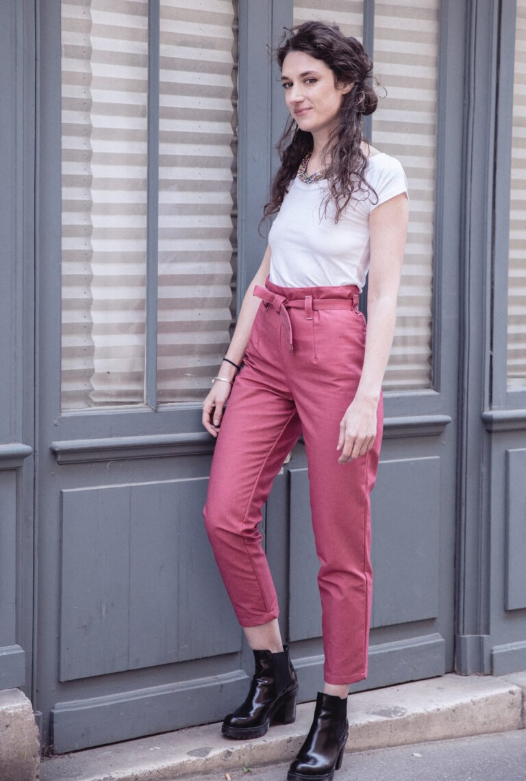 pantalon taille haute rose ecclo femme Made in France et coton upcycle recycle desimpacte edition limitee 1 1 ECCLO - Pantalon rose – 38