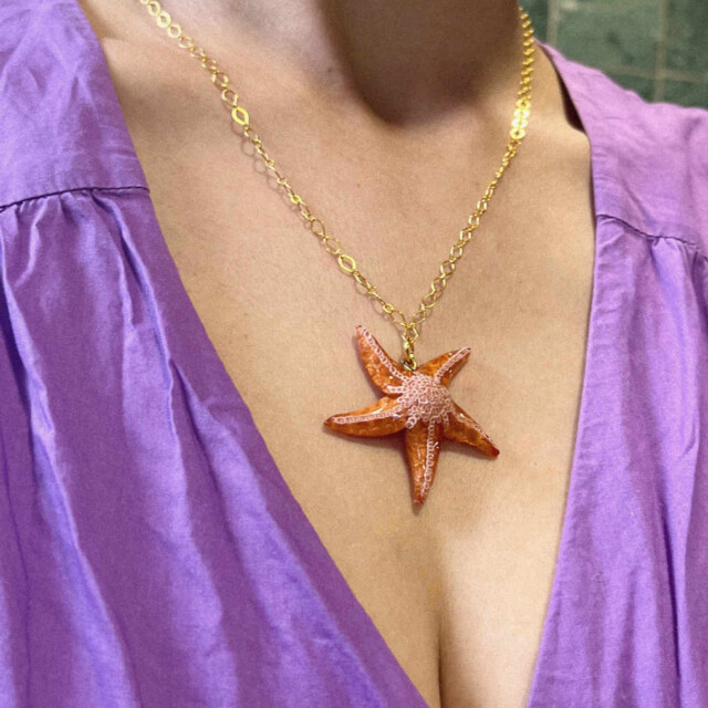 Ciléa Bijoux - Pendentif Ariel - chaine plaqué or – Blanc