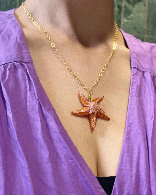 Ciléa Bijoux - Pendentif Ariel - chaine plaqué or – Blanc