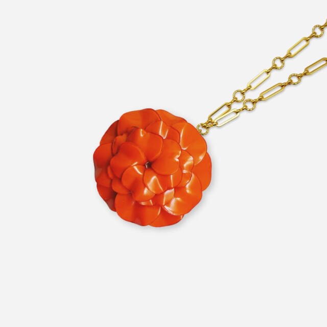 Ciléa Paris - Pendentif Géranium - Maxi – Rouge / Je ne veux pas la chaîne